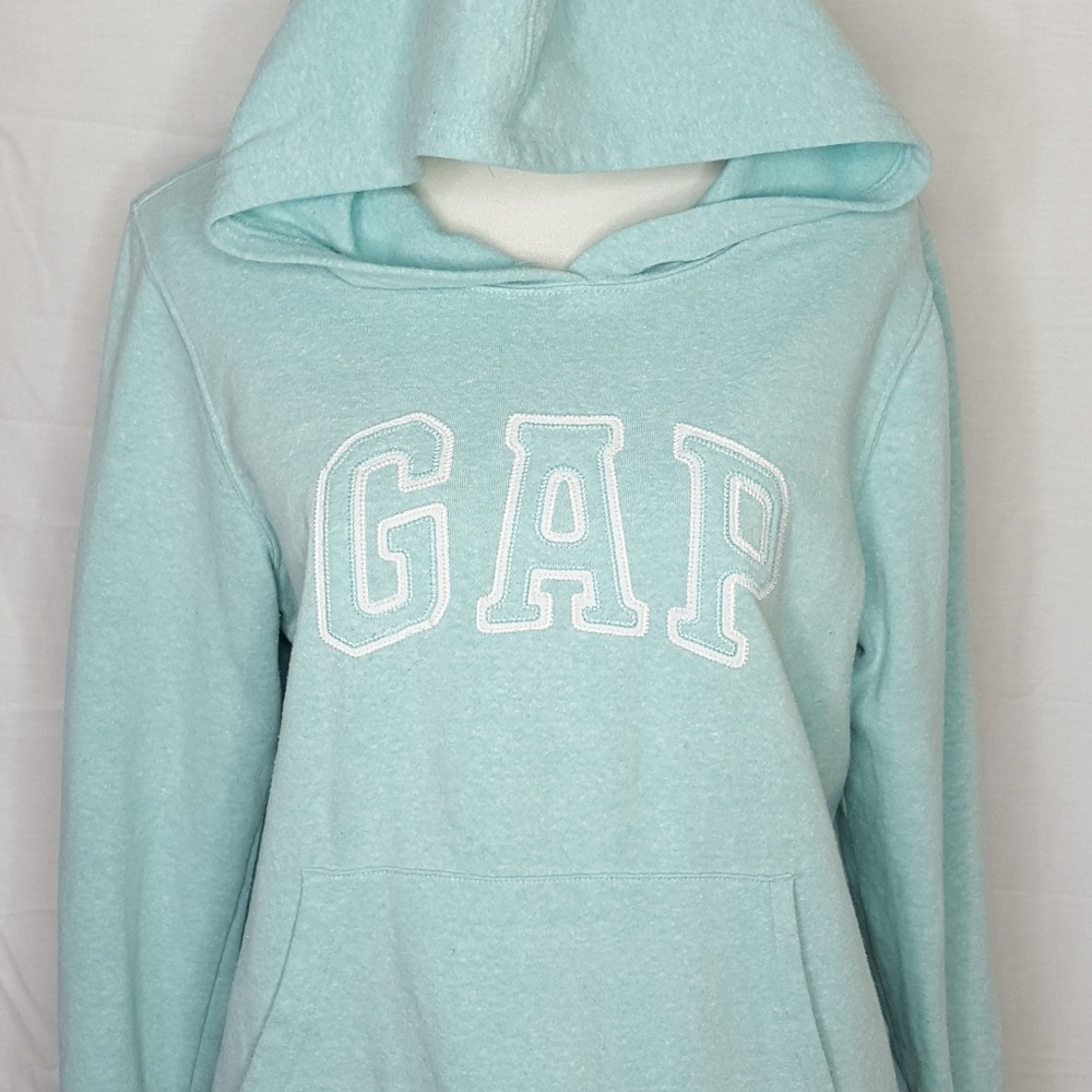 GAP Light Blue Heather Arch Logo Pullover Hoodie L